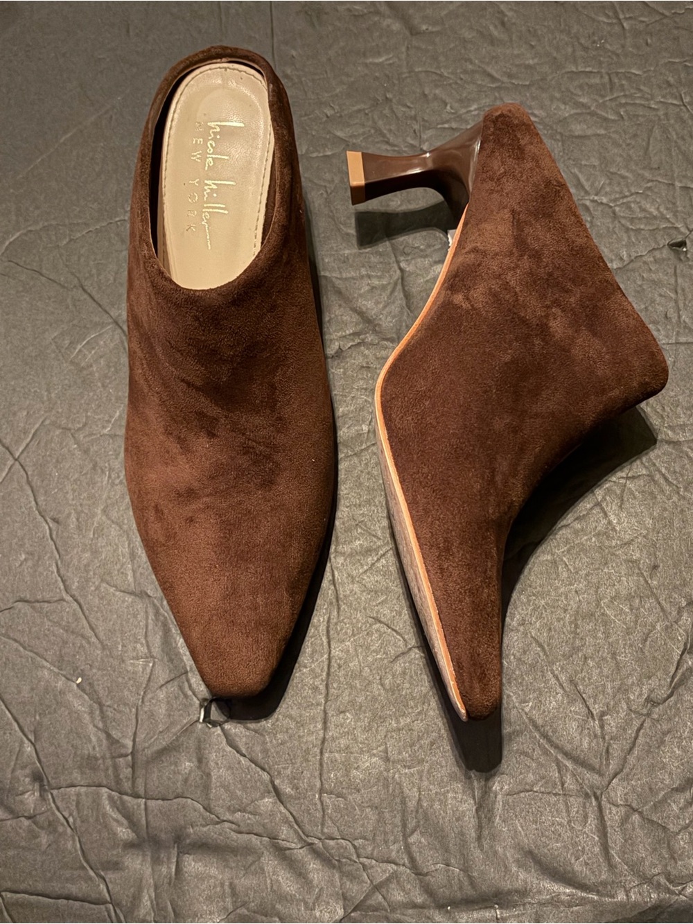 Nicole Miller Brown Suede Low Heel Mule Size 8